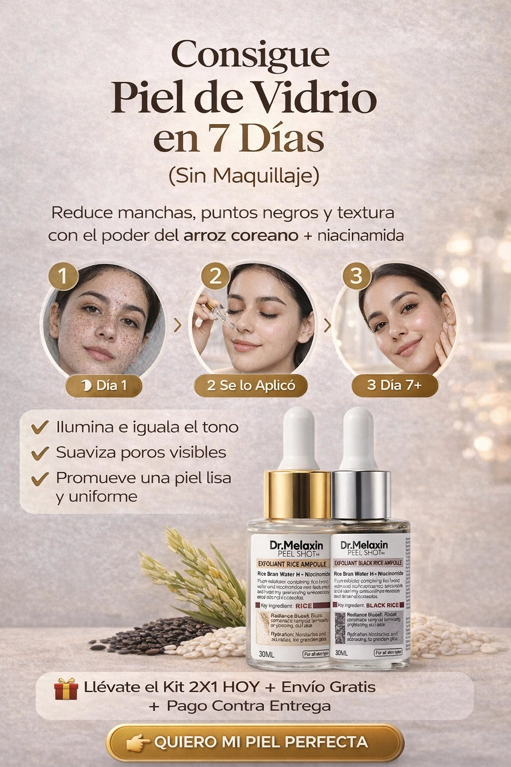 DR Melaxin Piel de Vidrio 2X1 Sérum Coreano Anti Manchas y Puntos Negros